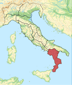 Regio III Lucania et Bruttiin sijainti Italiassa.