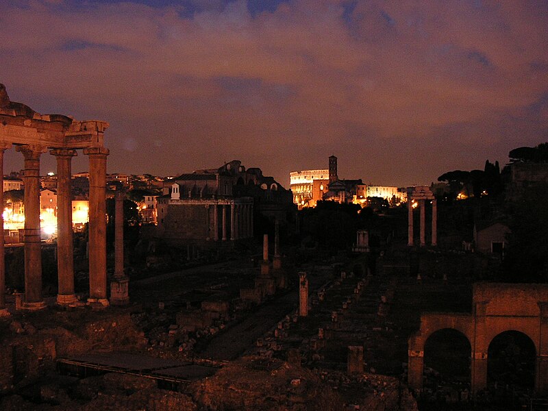 File:Rome-Forum Romanum at night.jpg