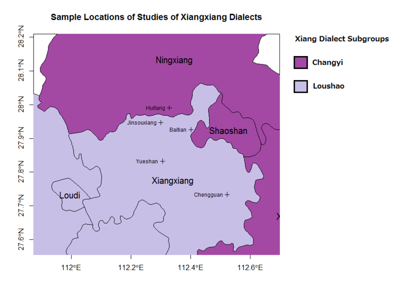 Sample Locations of Xiangxiang Dialect Studies