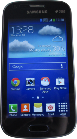 <span class="mw-page-title-main">Samsung Galaxy S Duos 2</span> Android-based smartphone by Samsung Electronics