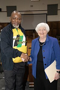 Mantashe with US Treasury Secretary Janet Yellen in 2022 Secretary Yellen meets Minister Gwede Mantashe.jpg