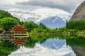 Shangrila Lake with adjoining Shangrila Resort, Skardu, Gilgit-Baltistan