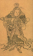 Skanda, détail central du sutra, Zhao Mengfu.