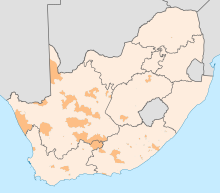 Proportion of votes cast for COPE in the 2009 election, by ward.
0-20%
20-40%
40-60%
60-80%
80-100% South Africa national election 2009 COPE vote by ward.svg