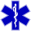 Various symbols for identifying ambulances:Top: The Star of Life, the Red Cross, the Red CrescentBottom: The Maltese Cross, Battenburg markings