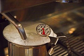 Steamed milk for use in hot beverages