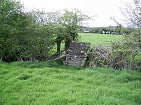 Échalier en béton du XIXe siècle, Mass path, Ranaghan, Collinstown.