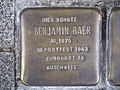 "Hier wohnte Benjamin Baer, Jg. 1875, deportiert 1943, ermordet in Auschwitz"