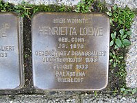 Stolperstein Henrietta Loewe, 1, Göpenstrasse 21, Sangerhausen, Mansfeld-Südharz district.jpg