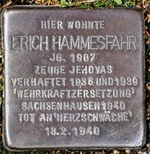 Struikelblok voor Erich Hammesfahr