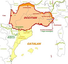 Les zones de transition entre l'occitan et les langues romanes voisines selon Domergue Sumien.