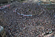 Hundreds of thousands of people protesting in Tahrir Square on 8 April 2011 Tahrir Square on April 8 2011.jpg