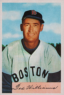 Ted Williams hit the 521st home run of his major-league career in his final at bat. Ted Williams 1954 Bowman.jpg