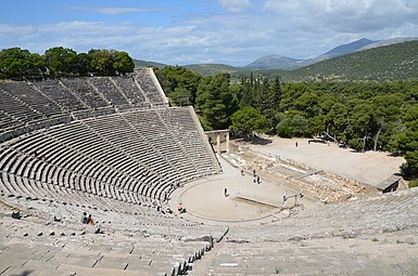 The great theater of Epidaurus, designed by Polykleitos the Younger in the 4th century BC, Sanctuary of Asklepeios at Epidaurus, Greece (14015010416).jpg