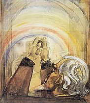 Jan Toorop, 1927: 'Het Gebed' (zelfportret), krijt en aquarelverf op papier