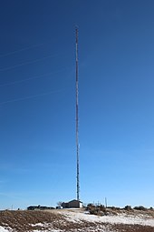 The station's transmitter, shared with sister station KQOL. Transmitter at 44deg17'33''N 105deg26'10''W in Gillette, Wyoming.jpg