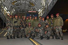 The AMC medical team during the 2023 Turkiye earthquake rescue operations Turkey Earthquake Indian Army medical team onboard fourth IAF C-17.jpg