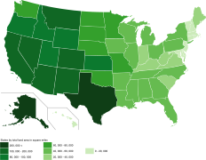 ভূ-আয়তন অনুযায়ী মার্কিন যুক্তরাষ্ট্রের রাজ্যসমূহ