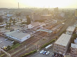 La stazione ferroviaria della città di Ube nella prefettura di Yamaguchi.