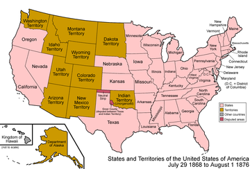 An enlargeable map of the United States after the creation of the Territory of Wyoming on July 25, 1868. United States 1868-1876.png