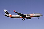 Jetstar Airbus A330-200 about to land at Sydney.