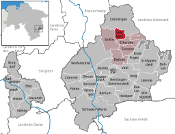 Läget för kommunen Veltheim (Ohe) i Landkreis Wolfenbüttel