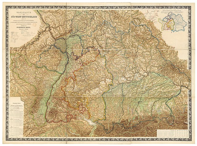 Настенная карта юго-запада Германии (1875)