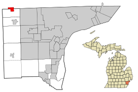 Obszary Wayne County Michigan Incorporated i Unincorporated Northville highlighted.svg