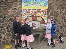 The station drinking fountain, a Malvern spring water spout, gets well dressed every year. Naturally in 2010 the theme of the decorations was railways.