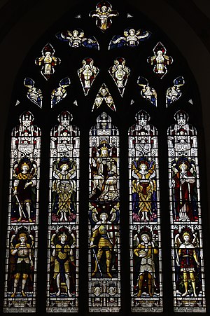 West window, St Michael and All Angels' Church, Somerton.jpg
