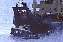 Westland Wessex HAS.3 of 737 Naval Air Squadron. Seen here being lifted from the ocean by the salvage vessel RFA Kinbrace following it's crash on 15 July 1974 while on approach to RNAS Portland Westland Wessex HAS3 (WS-58), UK - Navy AN1329487.jpg