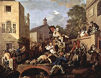 Chairing the Member, from The Humours of an Election series, 1755 William Hogarth 029.jpg