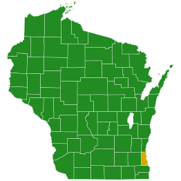 Wisconsin Presiden dari partai Demokrat Primer Hasil Pemilu oleh County, tahun 2016.svg