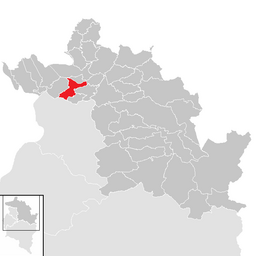 Kommunens läge i distriktet Bregenz