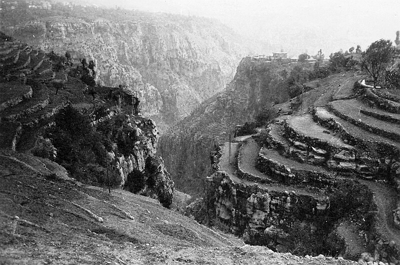 File:063 1942 - Spectacular gorges on road to Ehden, Syria.jpg