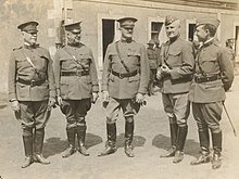 From left to right: Major General Francis J. Kernan, Major General James W. McAndrew, General John J. Pershing, Major General James Harbord and Brigadier General Johnson Hagood in Tours, France, July 1918. 111-SC-17740 - NARA - 55195568-cropped.jpg