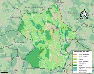 Kolorowa mapa przedstawiająca zagospodarowanie terenu.