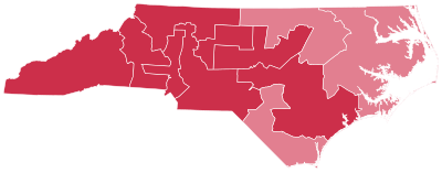 1984 United States presidential election in North Carolina results map by congressional district.svg