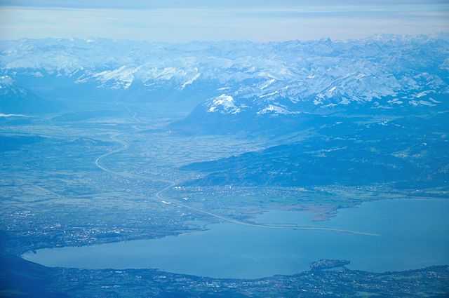 The Alpine Rhine Valley from the air