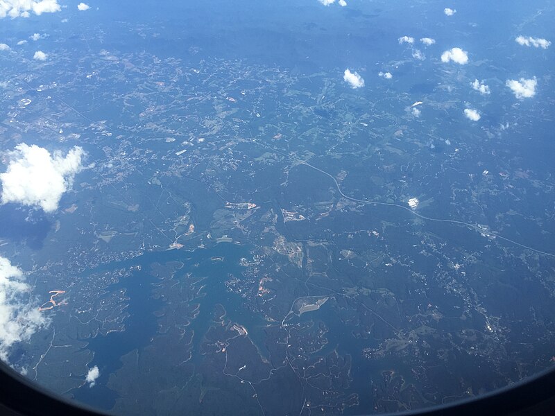 File:2016-07-31 15 39 07 View of Lake James in Burke and McDowell counties, North Carolina from a plane traveling from Washington Dulles International Airport to Atlanta Hartsfield International Airport.jpg