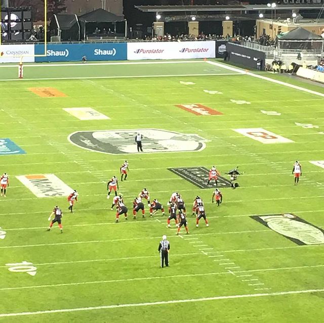 Teams during the 104th Grey Cup in 2016, the championship game of the Canadian Football League