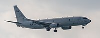 A Boeing P-8 Poseidon, tail number 168761, on final approach at Kadena Air Base in Okinawa, Japan. It is assigned to Patrol Squadron 45 (VP-45) at NAS Jacksonville, Florida, United States.