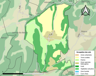 Carte en couleurs présentant l'occupation des sols.