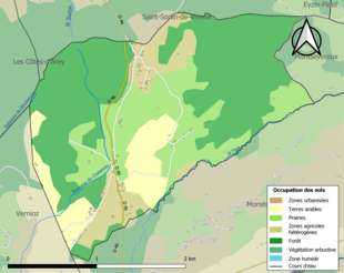 Barevná mapa znázorňující využití půdy.