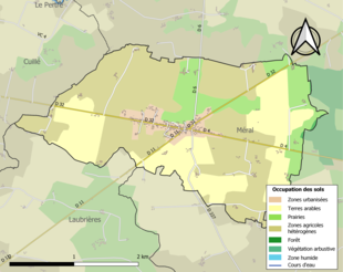 Barevná mapa znázorňující využití půdy.