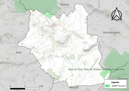 Carte des ZNIEFF de type 1.