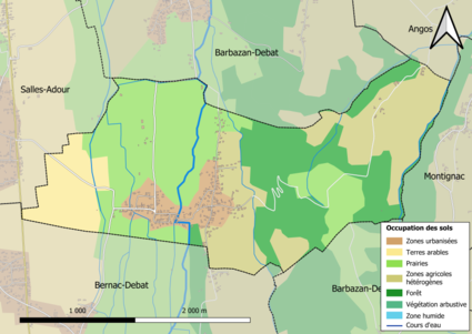 Barevná mapa znázorňující využití půdy.