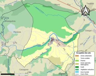 Barevná mapa znázorňující využití půdy.