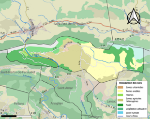 Mapa de colores que muestra el uso de la tierra.