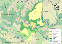 Barevná mapa znázorňující využití půdy.